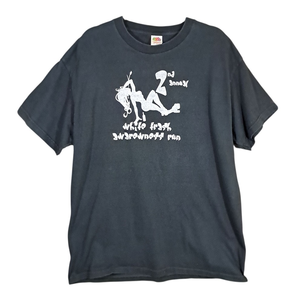 Y2k Vintage Mudclap Girl Mens XL Black‎ Skull Damage Inc White Trash Awareness